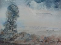 First Snow - Watercolour Paintings - By Andy Davis, Impressionism Painting Artist