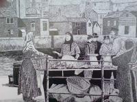 Fish Wives Grimsby - Pen And Ink Drawings - By Andy Davis, Realism Drawing Artist