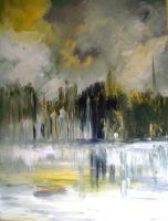 Summer Waterscity Spires - Oil Paintings - By Andy Davis, Impressionism Painting Artist