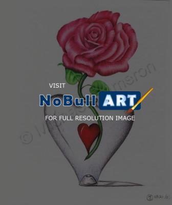 Other - Rose In Heart Vase - Pen