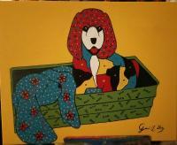 Puppies At Rest - Acrylic Paintings - By Jerri Gray, Flip Art With Bold Colors Painting Artist