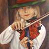 The Little Violinist - Oil Paintings - By Anet Du Toit, Realistic Painting Artist