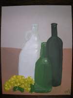 Bottles - Acrylic Paintings - By Celine Maublanc, Classic Painting Artist
