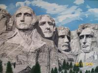 Presidentsportraits Mountainsl - Mount Rushmore - South Dakota - Oil On Canvas