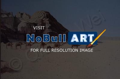 Desert Camele Landscape - Camels In Wadi Rum Jordan - Acrylic On Canvas