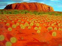 Desert Rock Nature - Uluru Australia - Acrylic On Canvas