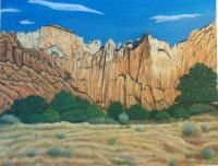 Landscape Mountains West - Zion National Park - Utah - Oil On Canvas