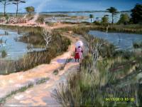 Wash Woman - Acrylic Paintings - By Sam Mcilwain, Realism Painting Artist