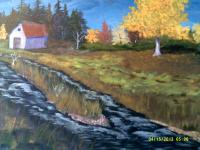 Autumn On Bent Creek - Acrylic Paintings - By Sam Mcilwain, Realism Painting Artist