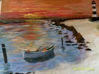Sunset At The Point - Acrylic Paintings - By Sam Mcilwain, Realism Painting Artist