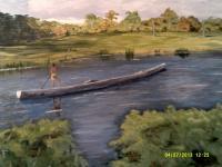 Long Boats Of The Amazon - Acrylic Paintings - By Sam Mcilwain, Realism Painting Artist