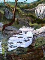 Crooked Tree Falls - Acrylic Paintings - By Sam Mcilwain, Realism Painting Artist