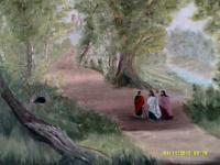 On The Road To Emmaus - Acrylic Paintings - By Sam Mcilwain, Realism Painting Artist