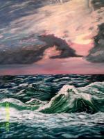 Storm On The Mediterranean Sea - Acrylic Paintings - By Sam Mcilwain, Realism Painting Artist