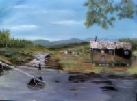 A Smoky Mountain Cabin - Acrylic Paintings - By Sam Mcilwain, Realism Painting Artist
