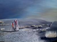 Desert Sheep Herders - Acrylic Paintings - By Sam Mcilwain, Realism Painting Artist