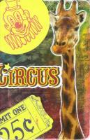 Giraffe- Circus Series - Paper Collage Watercolor Mixed Media - By Lisa Walker, Atc Mixed Media Artist