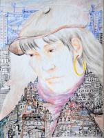 Girl From The City - Mixed Media Drawings - By John Biro, Drawing Drawing Artist