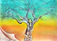 Mine Tree-Turns - Mixed Media Drawings - By John Biro, Drawing Drawing Artist