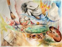 Clean Your Head Out - Aquarelle Paintings - By John Biro, Painting Painting Artist