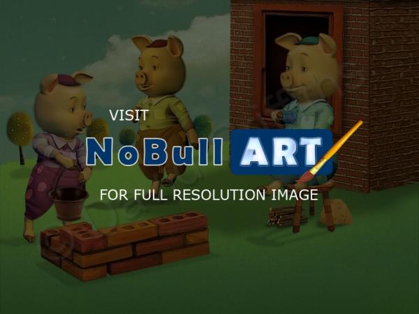 Illustration - 3 Little Pigs - Digital Art