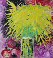 Still Life - Mimoza - Oil On  Canvas Paintings - By Ludmila Ganova, Still Life Painting Artist
