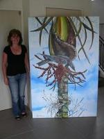 New Zealand Nikau Palm And Kereru - Acrylic On  Canvas Paintings - By Janine Westbury, Realism Painting Artist