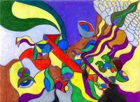 The Road To Bliss - Color Pencil  Ink Drawings - By Lonzo Lucas II, Abstract Drawing Artist