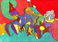 Realm Of Imagination - Color Pencil  Ink Drawings - By Lonzo Lucas II, Abstract Drawing Artist