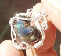I Said The Heart As A Precious Stone In Imperial Fire Agate - Wire Wrapping Jewelry - By Alberto Thirion, Original Jewelry Artist