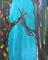Two Trees - Acrylic Paint Paintings - By Elizabeth Tangredi, Nature Painting Artist