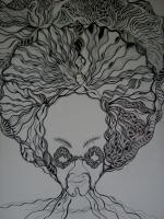 Afro Man - Art Markers Other - By Linda Pruitt, Surrealism Other Artist