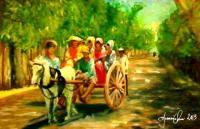 Barrio Transportation - Oil Pastel Paintings - By Joemarie Chua, Impressionism Painting Artist