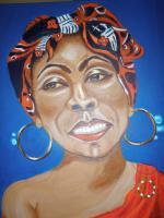 Scarves Self Portrait - Acrylic Paintings - By Vernida Keys, Creative Painting Artist