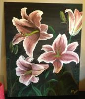 Lilies - Acrylic Paintings - By Amy Little, Landscape Painting Artist