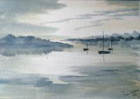 Impressionist - Lake And Boats 3 - Watercolour