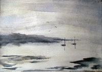 Impressionist - Lake And Boats 5 - Watercolour