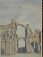 Lindisfarne Abbey - Watercolour Paintings - By Brian Goodacre, Impressionist Painting Artist