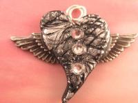 Victorian Winged Heart - Polymer Clay And Resin Jewelry - By Lori Mendenhall, Steampunk Jewelry Artist