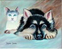 Pals - Acrylic Paintings - By Fram Cama, Realism Painting Artist