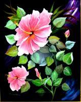 Pink Hibiscus - Acrylic Paintings - By Fram Cama, Realism Painting Artist
