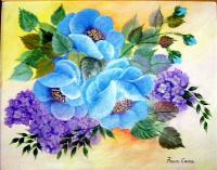 Himalayan Blue Poppies - Acrylic Paintings - By Fram Cama, Still Life Painting Artist