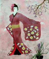 Geisha - Acrylic Paintings - By Fram Cama, Realism Painting Artist