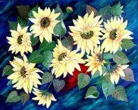 Sunflowers - Acrylic Paintings - By Fram Cama, Realism Painting Artist