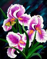 Flowers - Iris  Insects - Acrylic