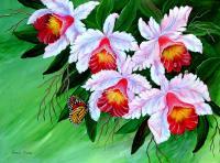 Cattelya Orchid - Acrylic Paintings - By Fram Cama, Still Life Painting Artist