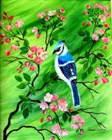 Bluejay - Acrylic Paintings - By Fram Cama, Still Life Painting Artist