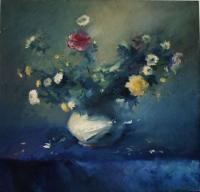 Flower Vase - Oil On Canvas Paintings - By Badea Ovidiu-Nicolae, Still Life Painting Artist