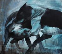 Dog Fight - Acryl On Canvas Paintings - By Badea Ovidiu-Nicolae, Art Painting Artist