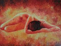 Lying Beauty - Oil Paintings - By Mahesh Pendam, Impressionism Painting Artist